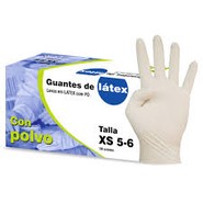 Ref: G27004 Guante de latex  con polvo "Blanco liso" Pack de (100 uds)